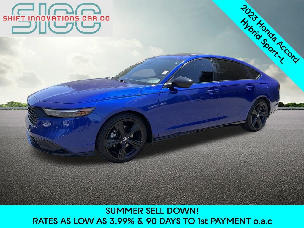 Blue 2023 Honda Accord Hybrid Sedan Front-Wheel Drive Continuously Variable Transmission