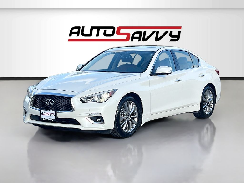 2024 INFINITI Q50 LUXE White at AutoSavvy Houston Southwest