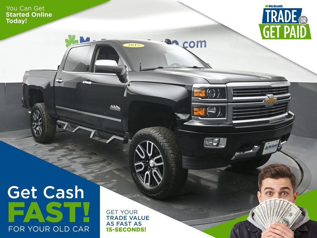 Black 2015 Chevrolet Silverado 1500 High Country Crew Cab 4WD Pickup Truck Four-Wheel Drive 8-Speed Automatic Overdrive