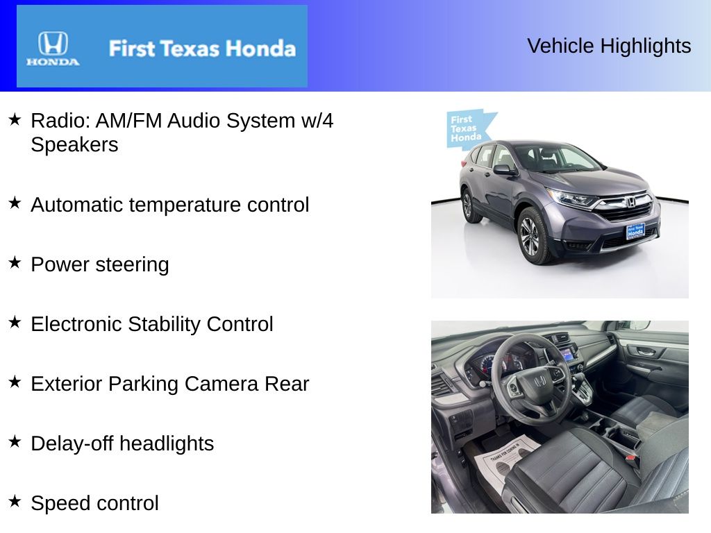 Used Car 2019 Honda Cr-v  Lx For Sale Under $25,000 In Austin, Texas