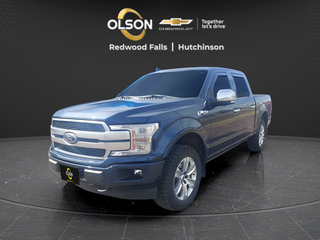 Blue 2018 Ford F-150 Platinum SuperCrew 4WD Pickup Truck Four-Wheel Drive Automatic