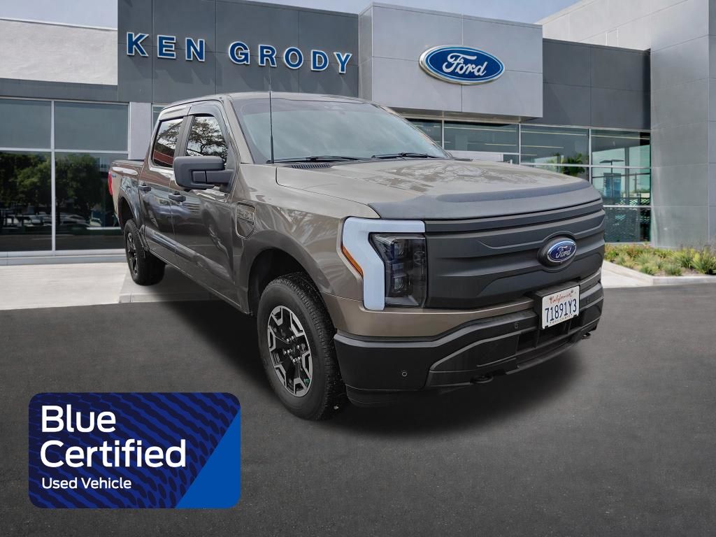 Stone Gray Metallic 2023 Ford F-150 Lightning Pro SuperCrew AWD Pickup Truck All-Wheel Drive Automatic