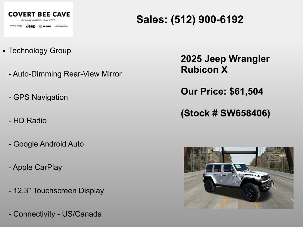 New Car 2025 Jeep Wrangler  Rubicon For Sale Under $70,000 In Austin, Texas