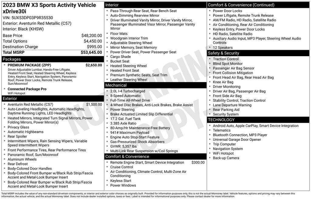 2023 BMW X3 xDrive30i Red at Spitzer Acura
