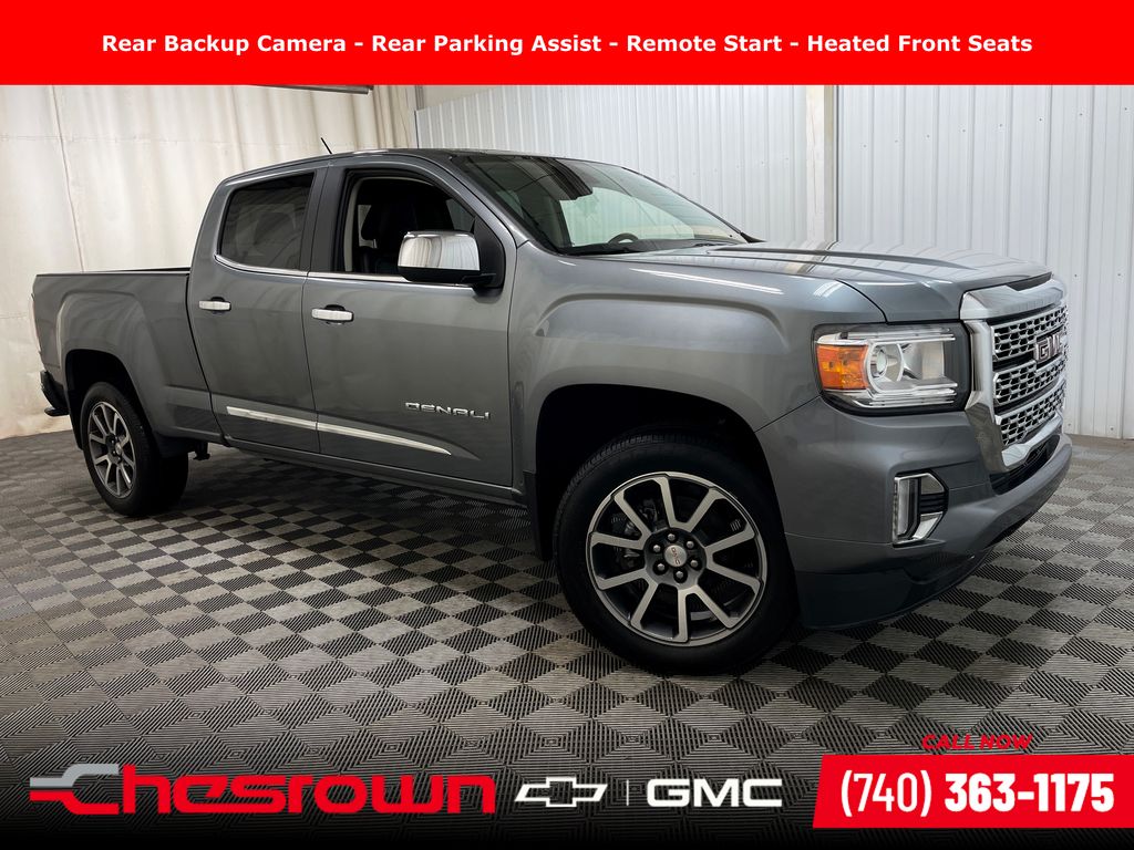 Gray (Satin Steel Metallic) 2022 GMC Canyon Denali Crew Cab 4WD Pickup Truck Four-Wheel Drive 8-Speed Automatic
