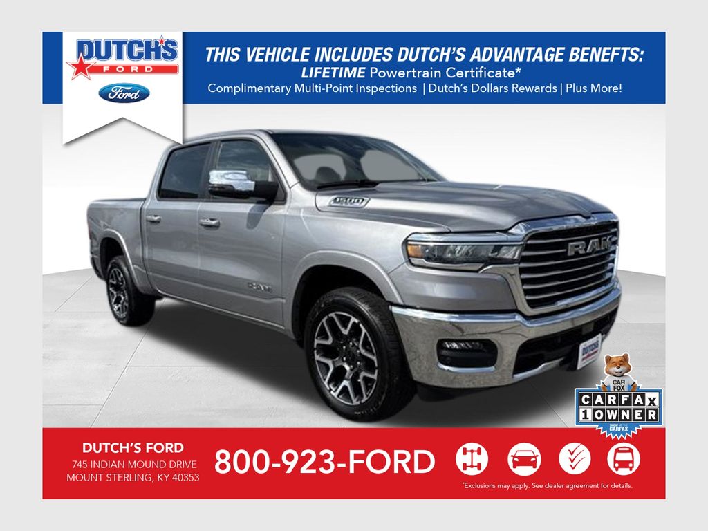 Billet Silver Metallic Clearcoat 2025 RAM 1500 Laramie Crew Cab 4WD Pickup Truck Four-Wheel Drive 8-Speed Automatic