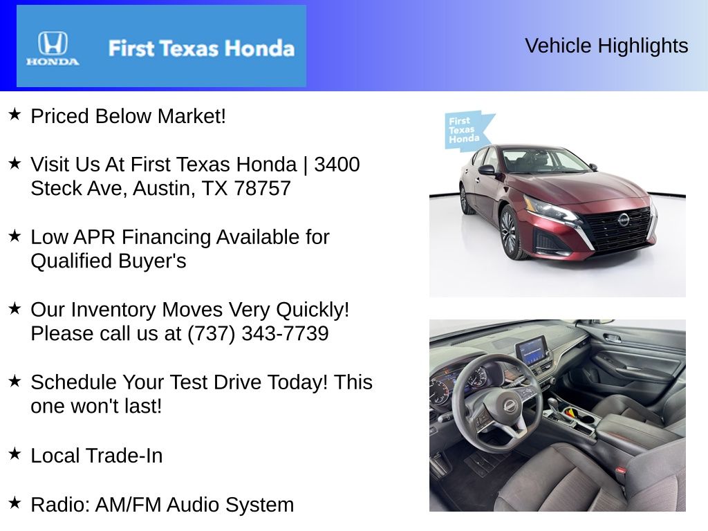 Used Car 2024 Nissan Altima  2.5 Sv For Sale Under $20,000 In Austin, Texas