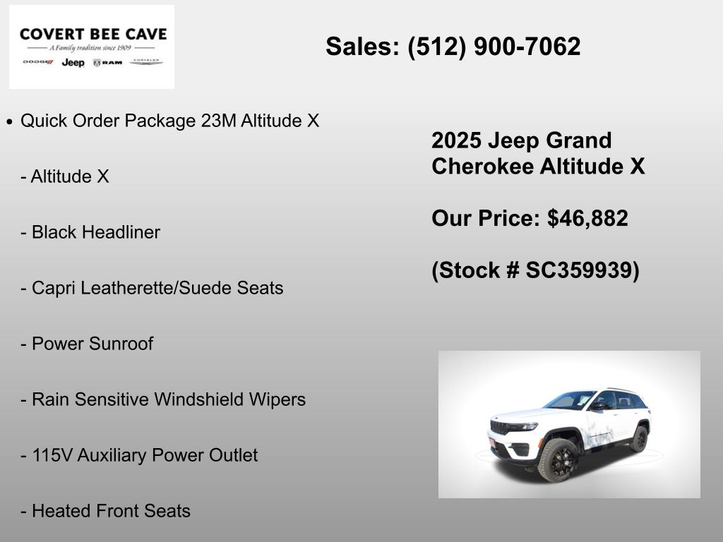 New Car 2025 Jeep Grand Cherokee  For Sale Under $50,000 In Austin, Texas