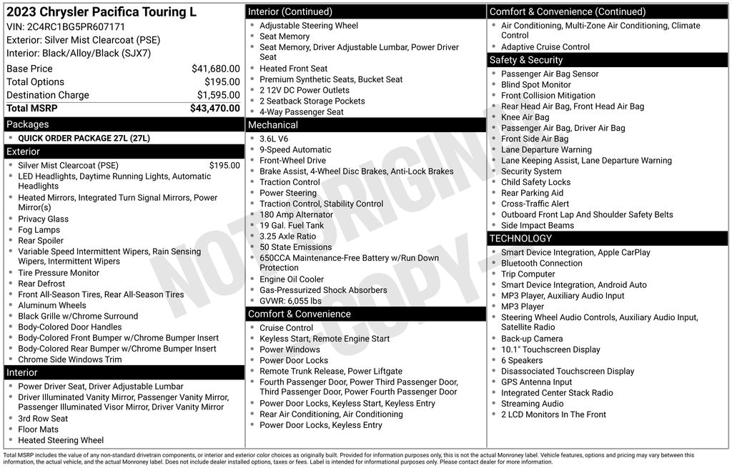 Used 2023 Chrysler Pacifica Van