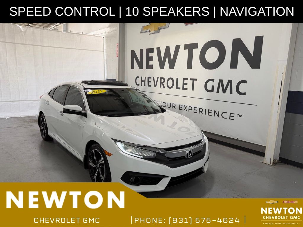 White 2017 Honda Civic Touring Sedan Front-Wheel Drive Continuously Variable Transmission