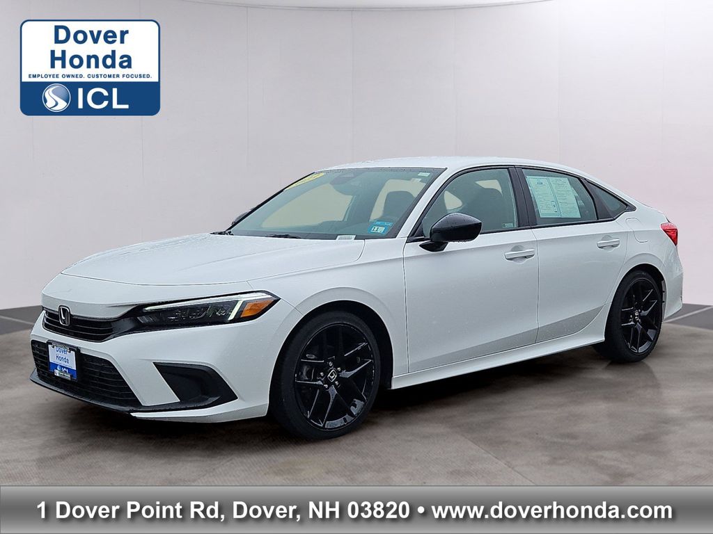 White 2023 Honda Civic Sedan Front-Wheel Drive Continuously Variable Transmission