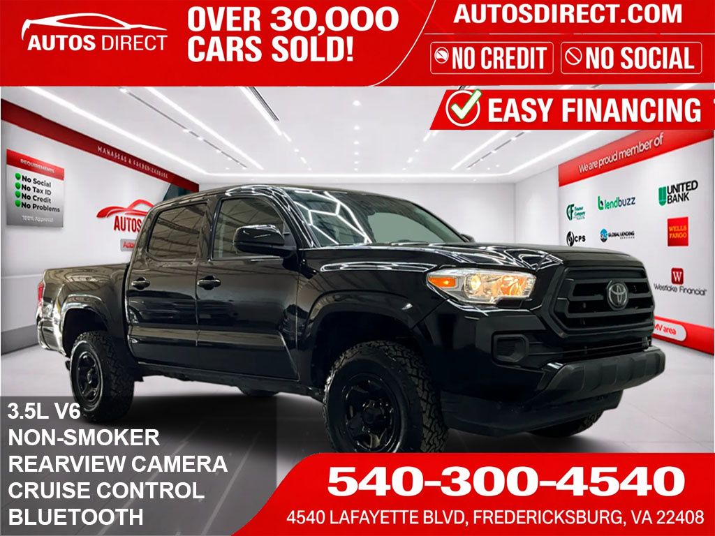 Midnight Black Metallic 2021 Toyota Tacoma SR V6 Double Cab 4WD Pickup Truck Four-Wheel Drive 6-Speed Automatic