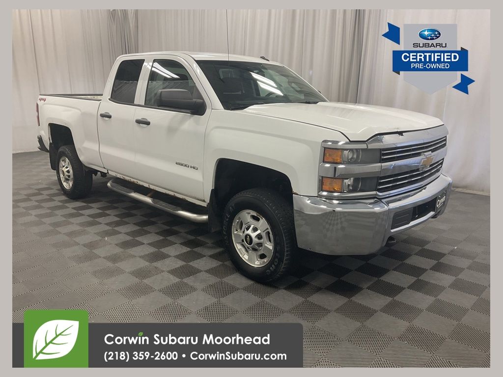 Summit White 2015 Chevrolet Silverado 2500HD LT Double Cab 4WD Pickup Truck Four-Wheel Drive 6-Speed Automatic Overdrive