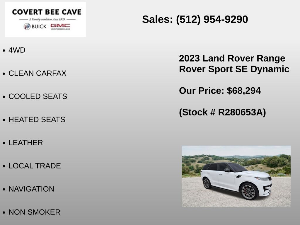 Used Car 2023 Land Rover Range Rover Sport  Se Dynamic For Sale Under $70,000 In Austin, Texas