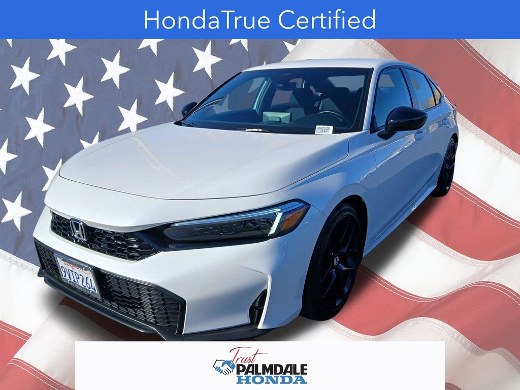 Platinum White Pearl 2025 Honda Civic Sport FWD Sedan Front-Wheel Drive Continuously Variable Transmission