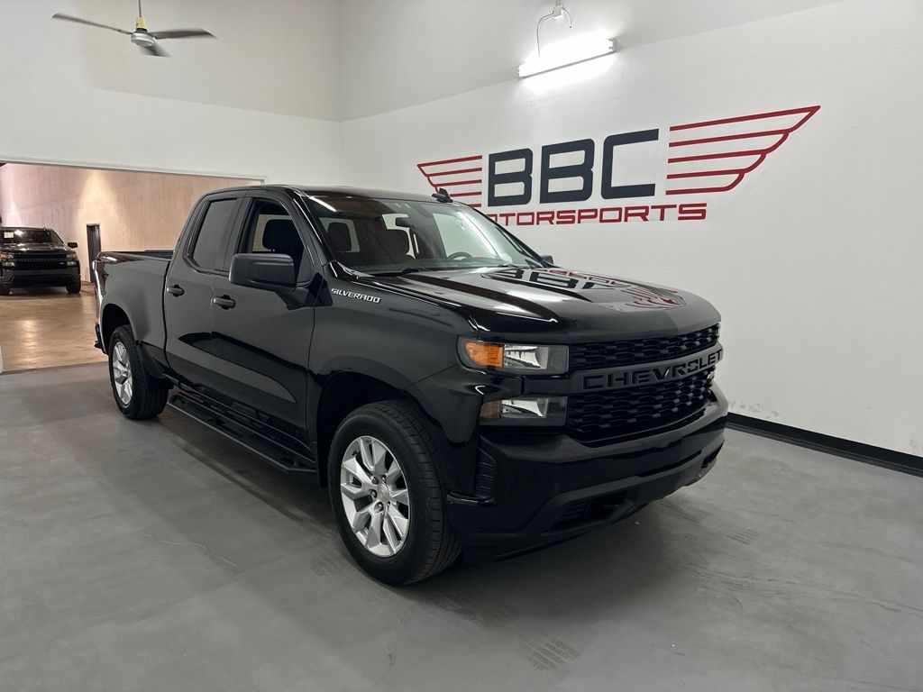Black 2020 Chevrolet Silverado 1500 Custom Double Cab 4WD Pickup Truck Four-Wheel Drive 8-Speed Automatic