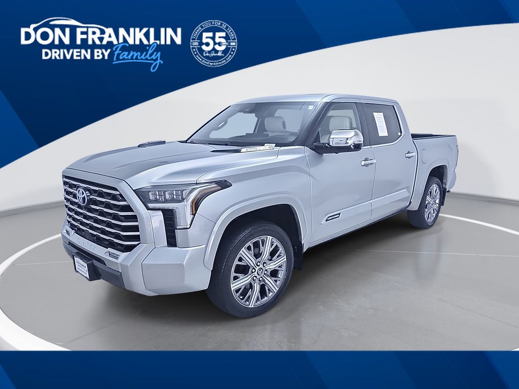 Silver 2024 Toyota Tundra Hybrid Capstone HV CrewMax Cab 4WD Pickup Truck Four-Wheel Drive Automatic