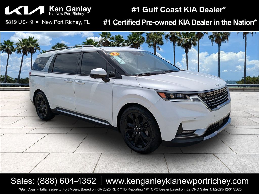 Snow White Pearl 2024 Kia Carnival Minivan Front-Wheel Drive 8-Speed Automatic
