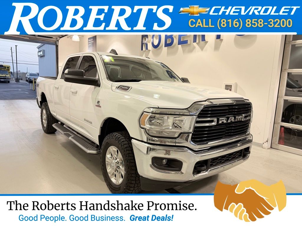 Bright White Clearcoat 2021 RAM 2500 Big Horn Crew Cab 4WD Pickup Truck Four-Wheel Drive 6-Speed Automatic