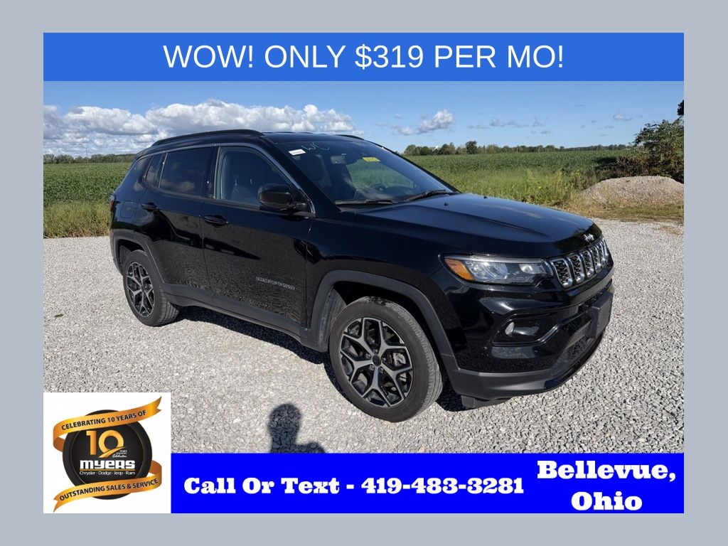 Diamond Black Crystal Pearlcoat 2025 Jeep Compass SUV / Crossover Four-Wheel Drive 8-Speed Automatic