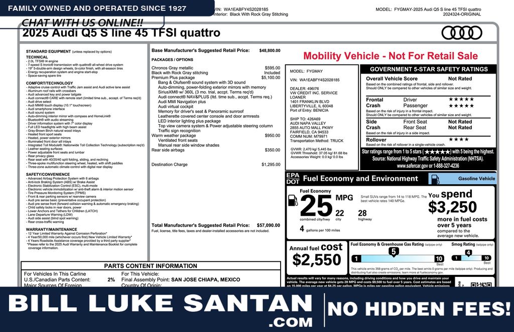 2025 Audi Q5 quattro Premium Plus S Line 45 TFSI