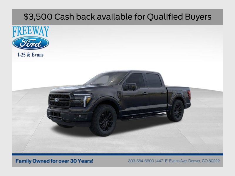 Agate Black Metallic 2025 Ford F-150 Lariat SuperCrew 4WD Pickup Truck Four-Wheel Drive Automatic