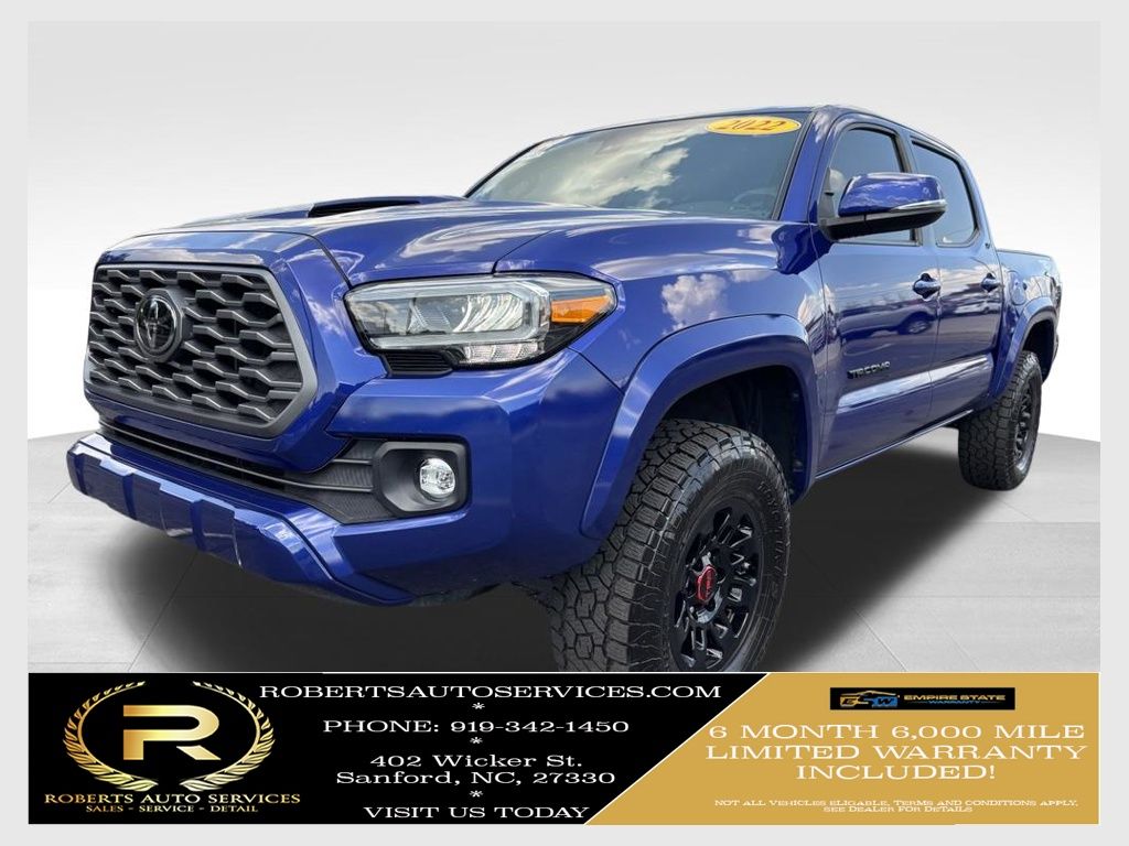 Blue 2022 Toyota Tacoma Pickup Truck Four-Wheel Drive 6-Speed Automatic