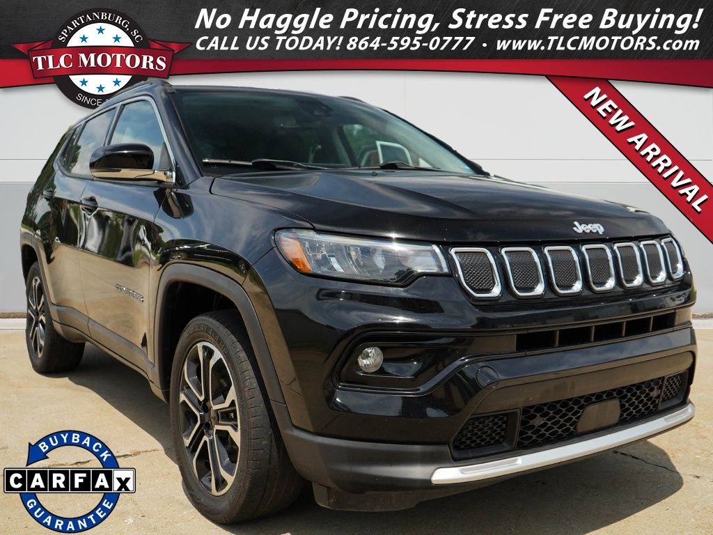 Diamond Black Crystal Pearlcoat 2022 Jeep Compass SUV / Crossover Four-Wheel Drive 9-Speed Automatic