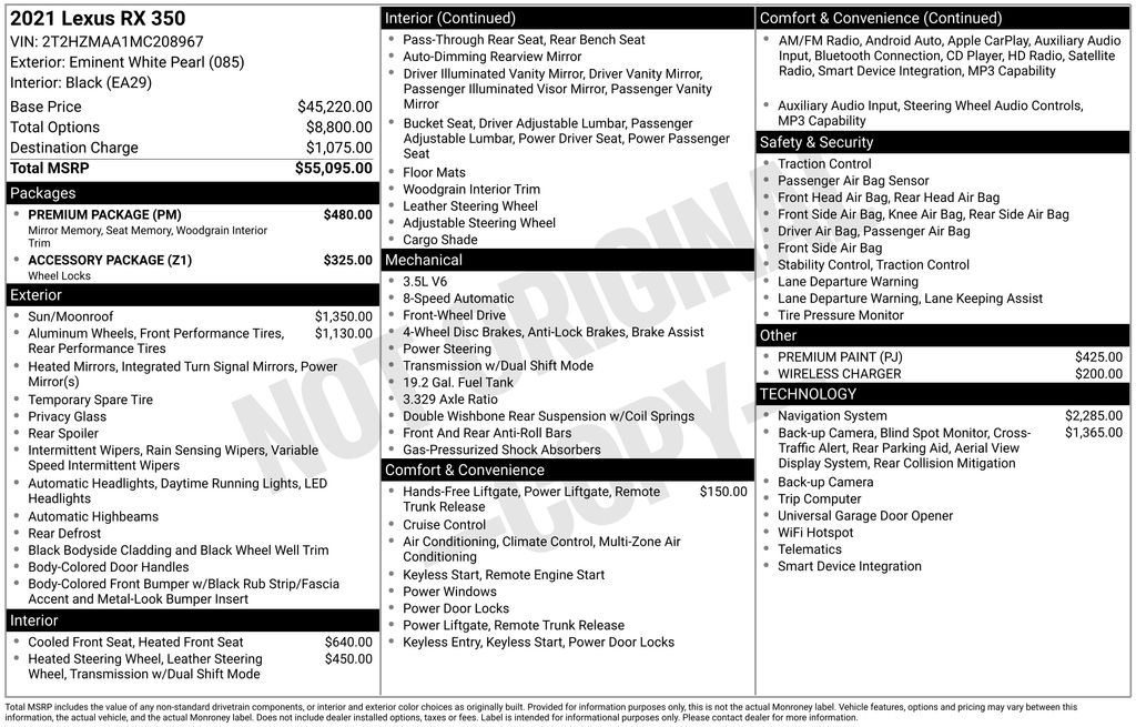 Used Car 2021 Lexus Rx  350 For Sale Under $30,000 In Austin, Texas