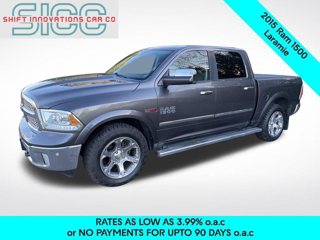 Gray (Granite Crystal Metallic Clearcoat) 2015 RAM 1500 Laramie Crew Cab 4WD Pickup Truck Four-Wheel Drive 8-Speed Automatic