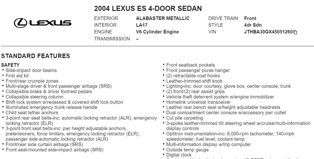 2004 Lexus ES 330 19