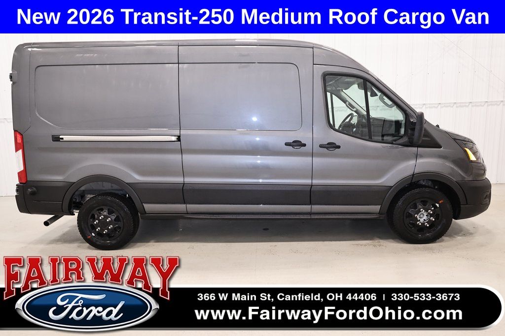 Carbonized Gray Metallic 2026 Ford Transit Cargo 250 Medium Roof LB AWD Van All-Wheel Drive