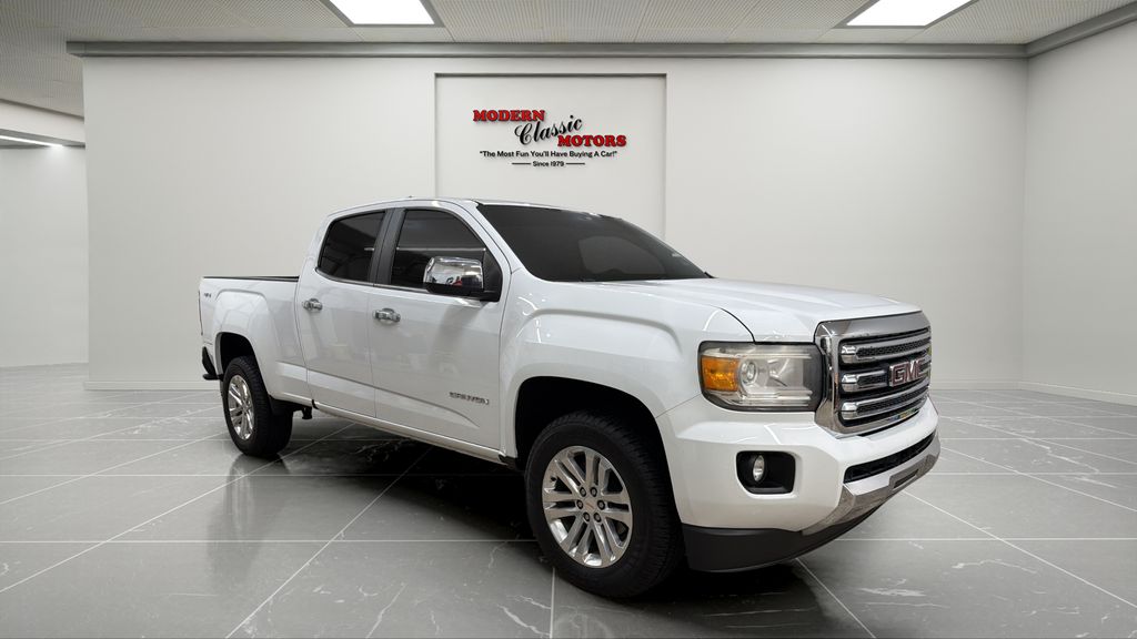 Summit White 2019 GMC Canyon SLT Crew Cab 4WD Pickup Truck Four-Wheel Drive 8-Speed Automatic
