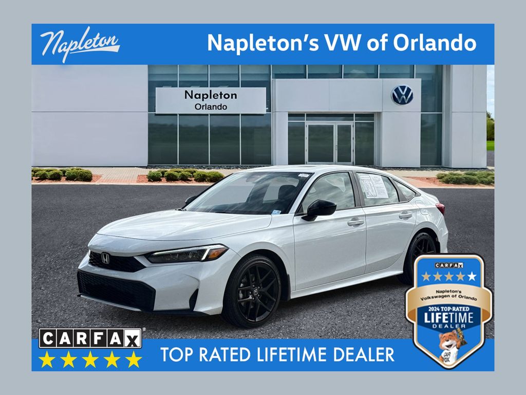 Platinum White Pearl 2025 Honda Civic Hybrid Sport Sedan FWD Sedan Front-Wheel Drive Continuously Variable Transmission