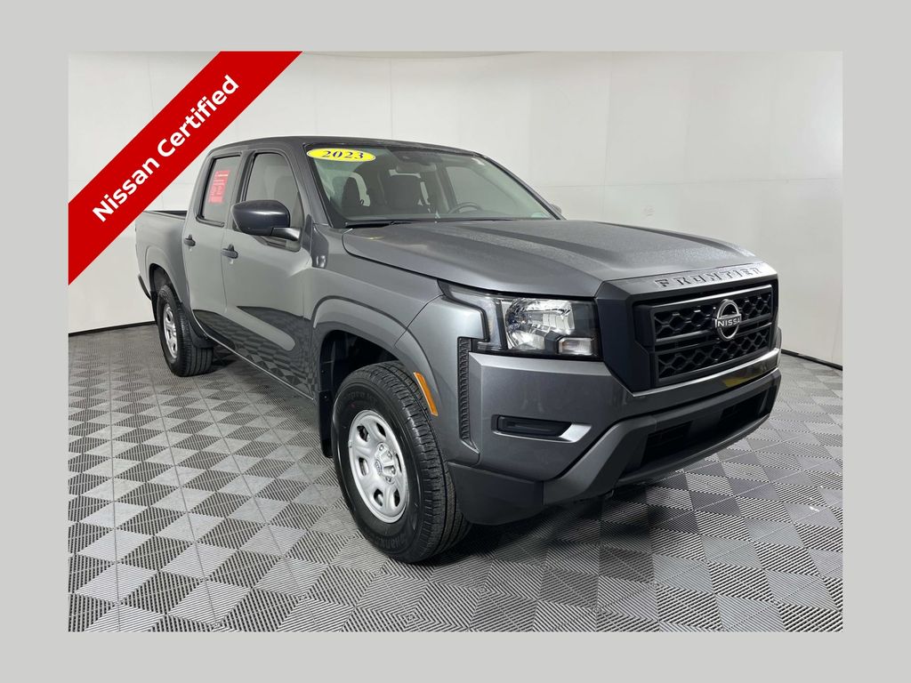 Gray (Gun Metallic) 2023 Nissan Frontier S Crew Cab 4WD Pickup Truck Four-Wheel Drive 9-Speed Automatic