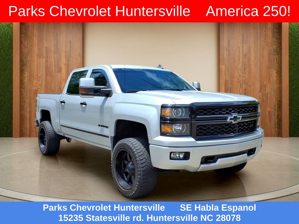 Silver Ice Metallic 2015 Chevrolet Silverado 1500 Pickup Truck Four-Wheel Drive 8-Speed Automatic Overdrive
