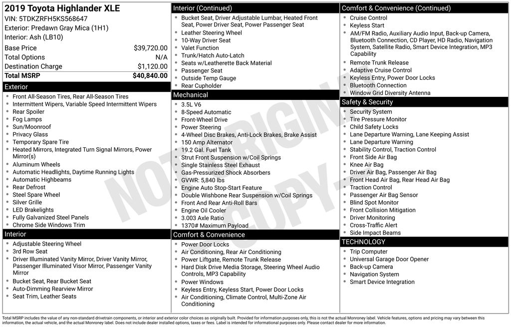 Certified Used 2019 Gray Toyota XLE image 3