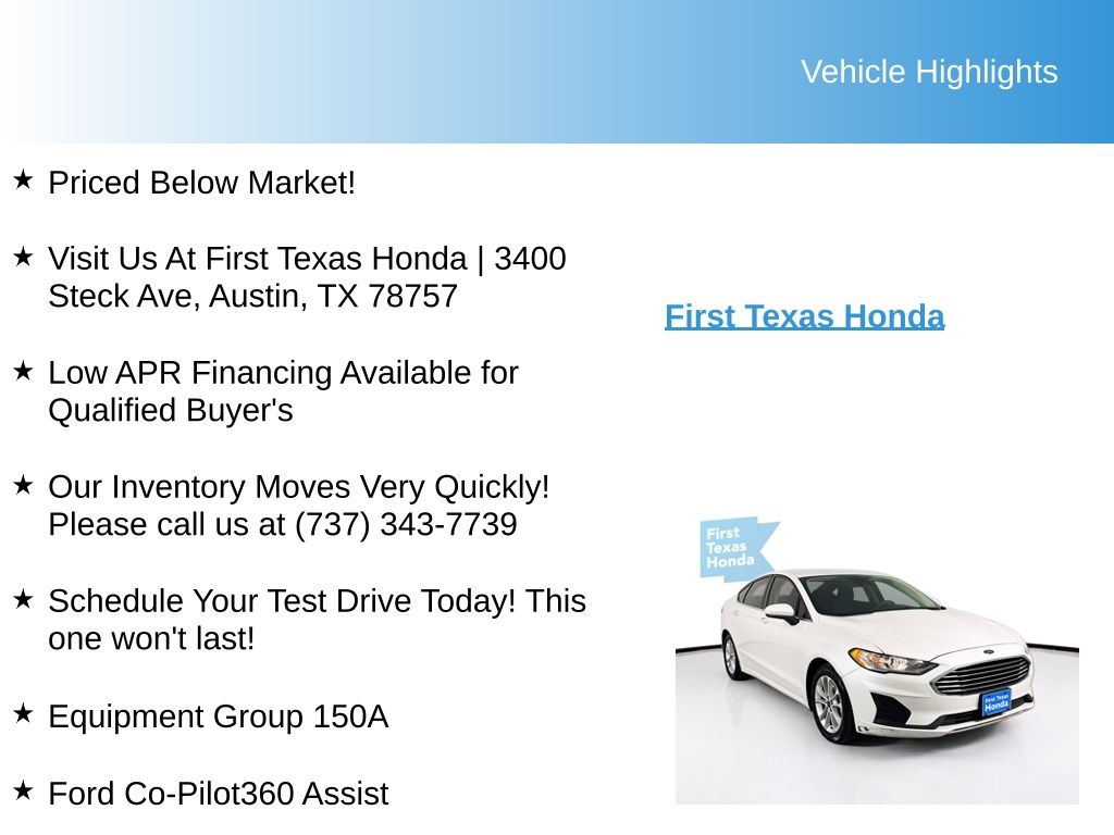 Used Car 2020 Ford Fusion  Se For Sale Under $15,000 In Austin, Texas