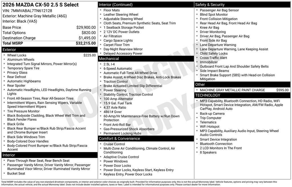 New 2026 Gray Mazda 2.5 S Select image 3