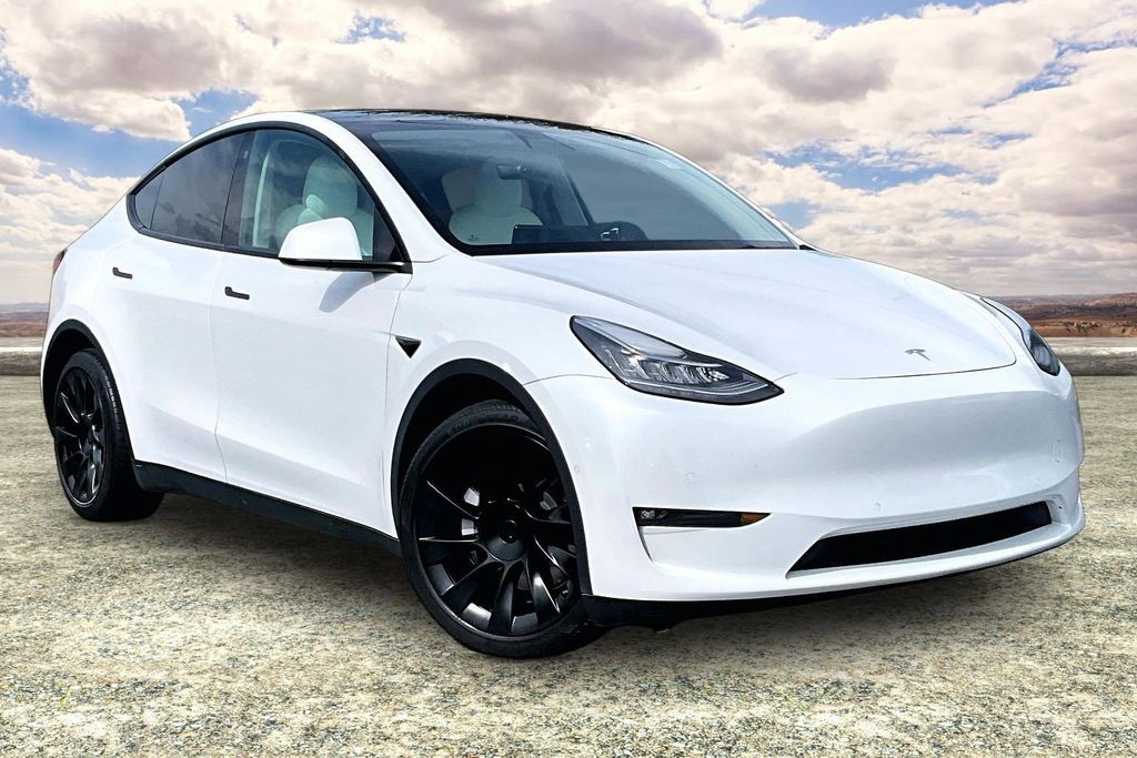 Pearl White Multi-Coat 2021 Tesla Model Y SUV / Crossover All-Wheel Drive 1-Speed Automatic