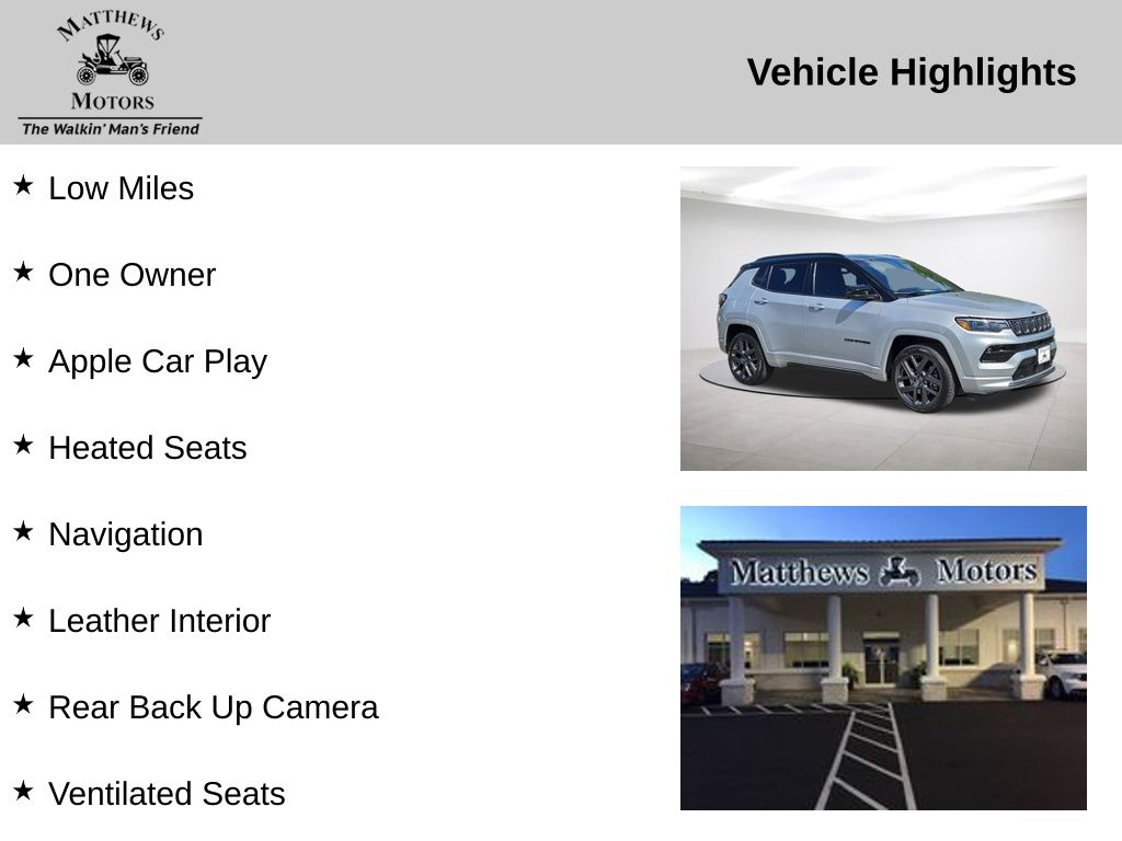 2024 Jeep Compass Limited 4x4 High Altitude w/ Elite Pkg. Nav & Pano Silver at Matthews Motors of Wilmington