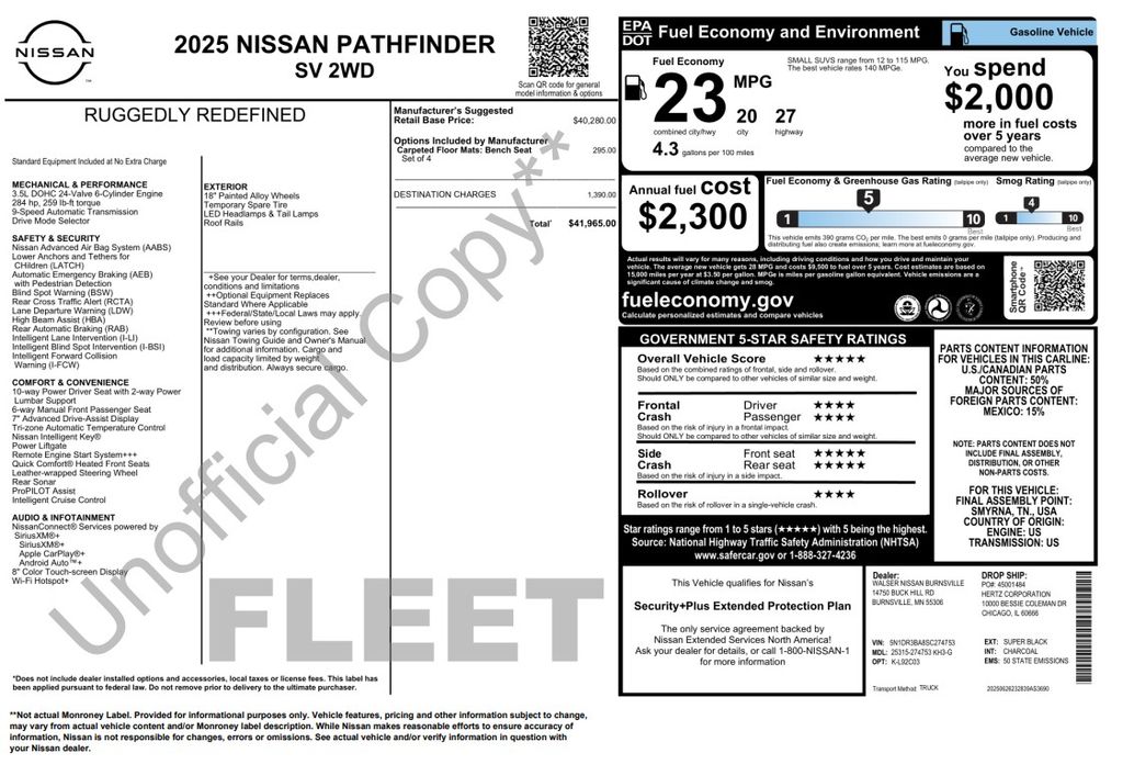 2025 Nissan Pathfinder SV Black at Bravo Nissan