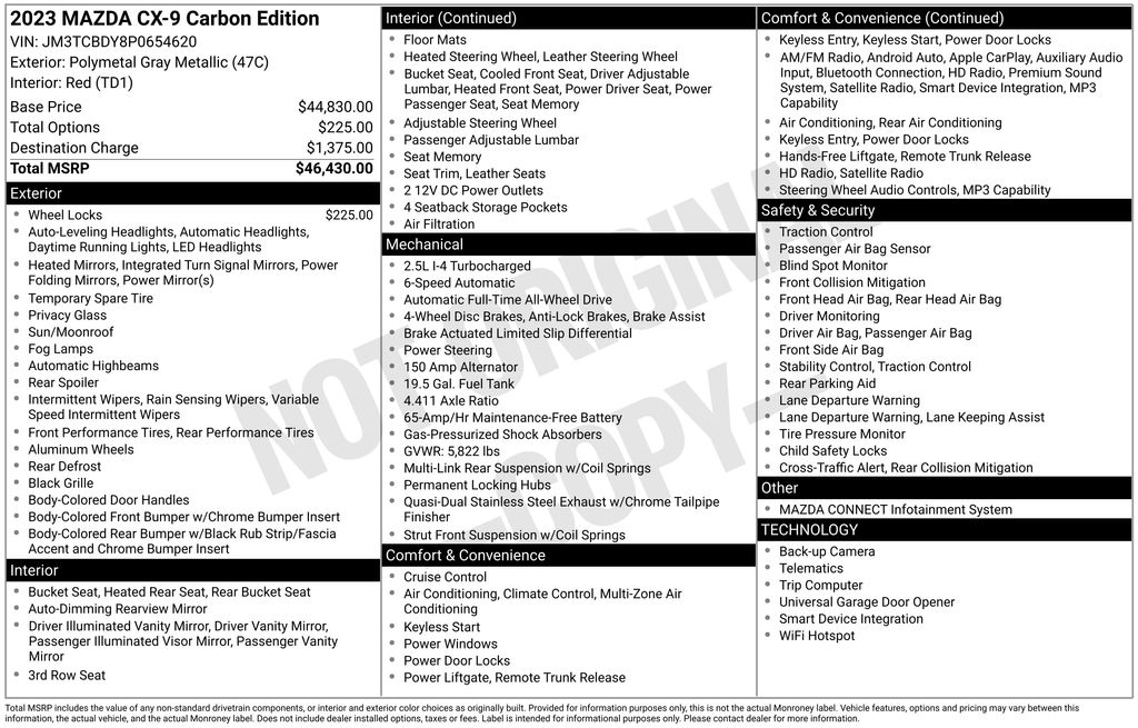 2023 Mazda CX-9 Carbon Edition AWD's photo