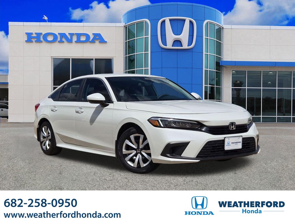 Platinum White Pearl 2024 Honda Civic LX FWD Sedan Front-Wheel Drive Continuously Variable Transmission
