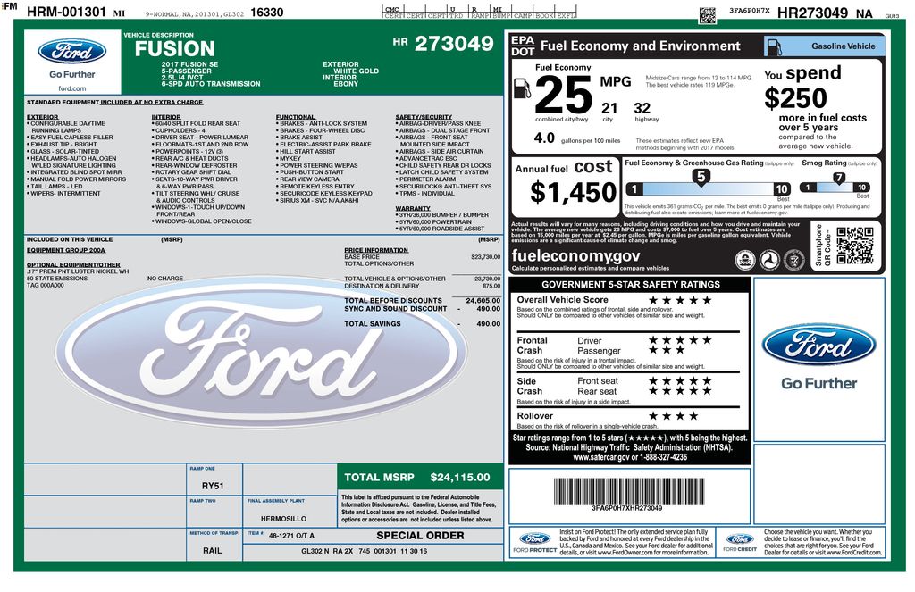Used 2017 Gold Ford SE image 2