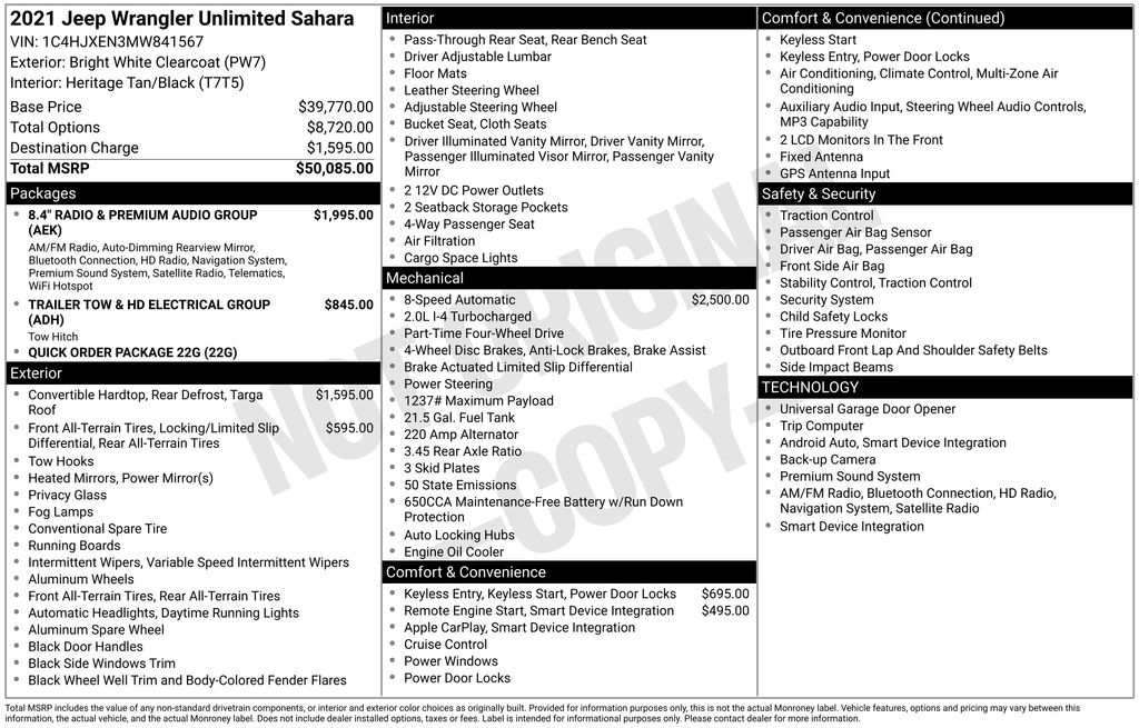 Certified Used 2021 White Jeep Unlimited Sahara image 8