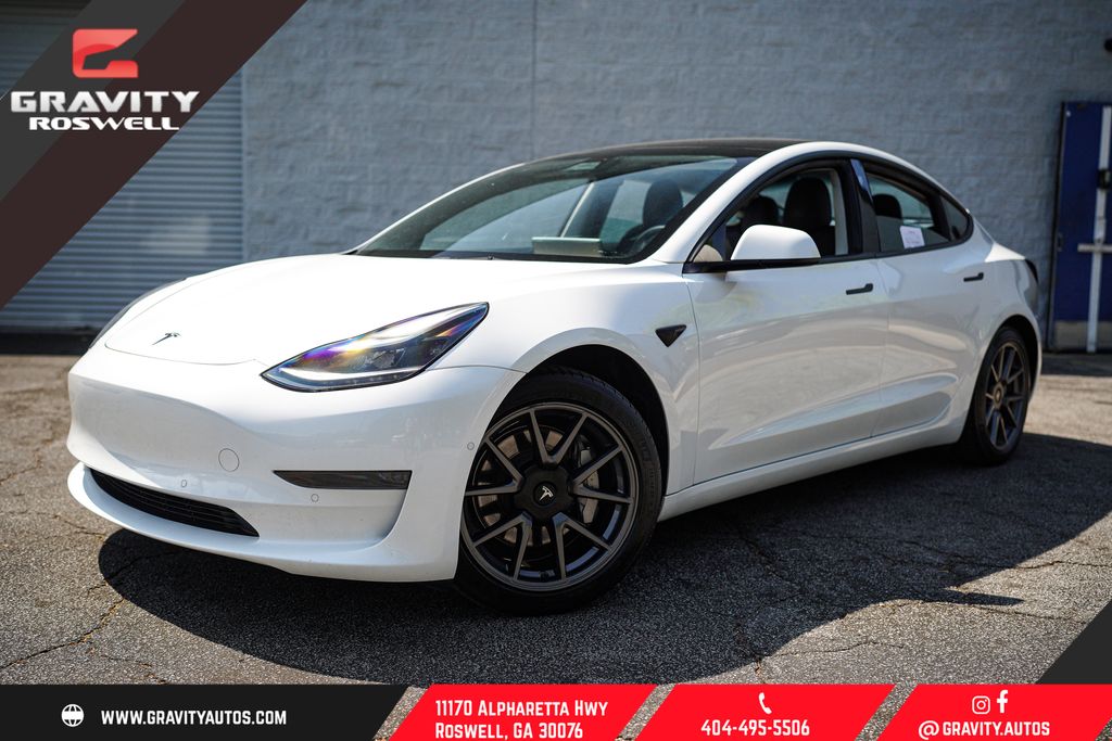 White 2021 Tesla Model 3 Standard Range Plus RWD Sedan Rear-Wheel Drive 1-Speed Automatic