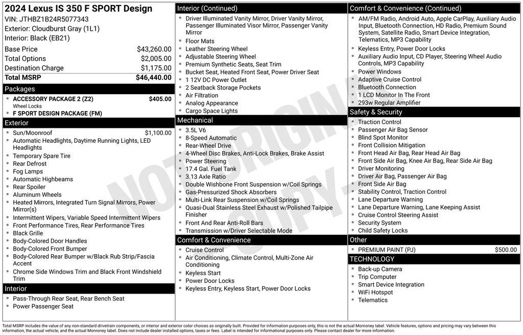 Certified Used 2024 Gray Lexus 350 F SPORT Design image 5