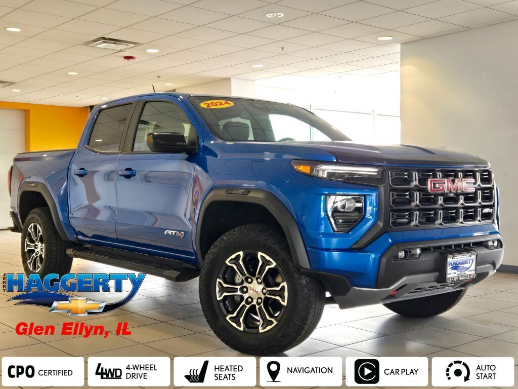 Dynamic Blue Metallic 2024 GMC Canyon AT4 Crew Cab 4WD Pickup Truck Four-Wheel Drive 8-Speed Automatic