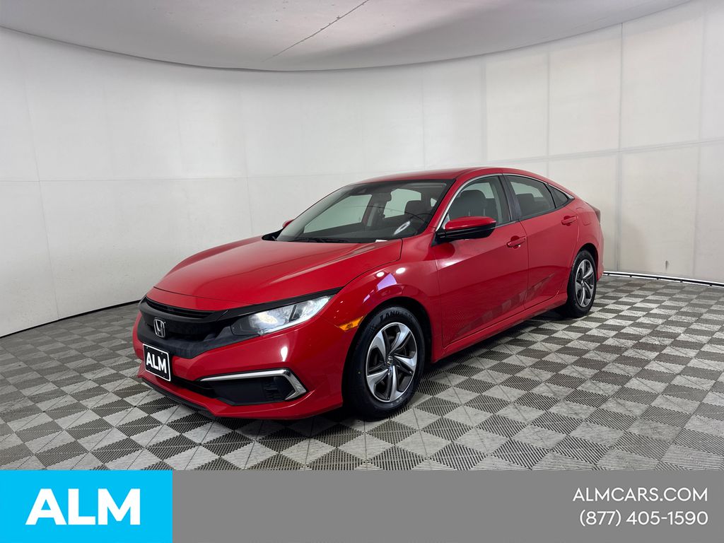 Red 2019 Honda Civic Sedan Front-Wheel Drive Continuously Variable Transmission